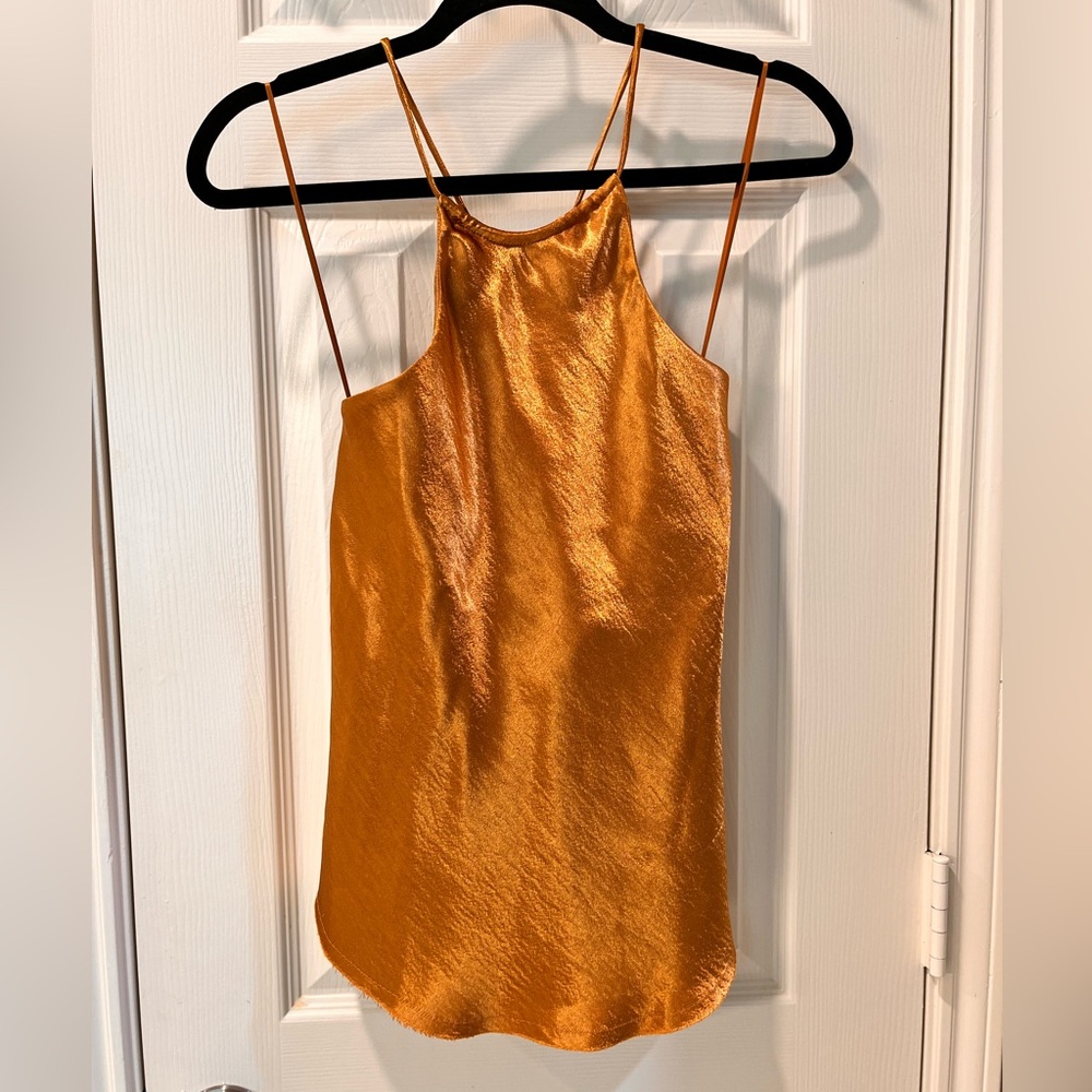 Shimmery Highneck Top, Copper